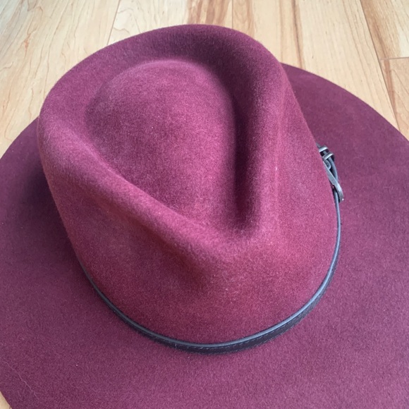100% wool Wide brim burgundy hat - Picture 2 of 8
